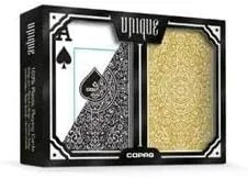 Vista 2 de Copag Configuración única de lujo de la cubierta del índice 2 del tamaño Jumbo del póker negro/oro