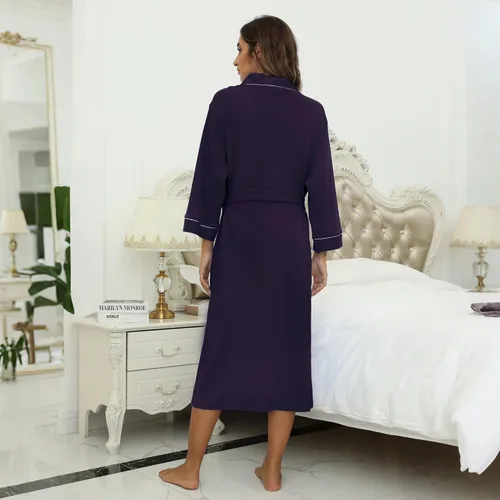 Vista 19 de HEARTNICE - Bata de baño de algodón para mujer, tejido de punto tipo quimono, para el spa, liviana, larga