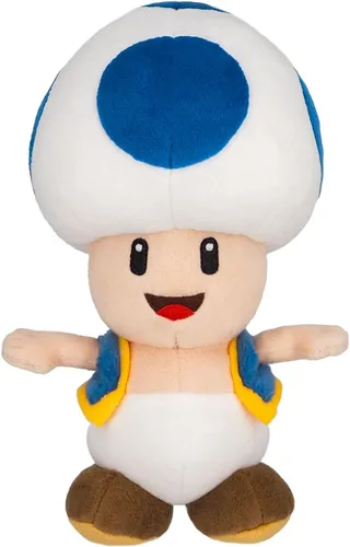 Vista 2 de Sanei Super Mario All Star Collection AC31 Blue Toad - Peluche de 8 pulgadas