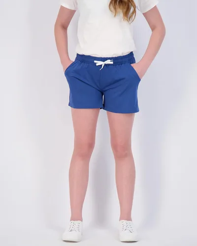 Vista 2 de Real Essentials Paquete de 4 pantalones cortos para correr de rendimiento atlético para niñas con cordón y bolsillos