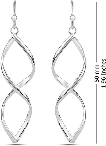 Vista 4 de LeCalla Aretes colgantes de plata de ley 925 para mujer, aretes colgantes de lágrima Aretes colgantes de gancho de pescado Regalo de joyería