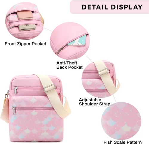 Vista 5 de mygreen Juego de bolso cruzado pequeño para niñas adolescentes, bolsas de mensajero pequeñas para niños de 9 a 10 años, regalos