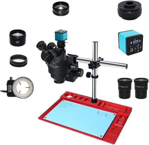 Vista 6 de Kit de accesorios para microscopio 38MP H_DMI USB Microscopio Digital Cámara 3.5X-90X Simul-Focal Trinocular Estéreo Microscopio Zoom Microscopio