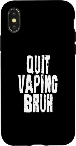 Vista 4 de iPhone 14 Quit Vaping Bruh Funny Anti Vaping Anti Vape Concientización Caso