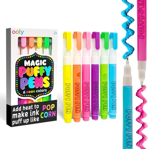 Vista 8 de Ooly Paquete de 2 bolígrafos de gel de neón (12 bolígrafos), pintura de textura de espuma 3D, bolígrafos creativos y divertidos para niños