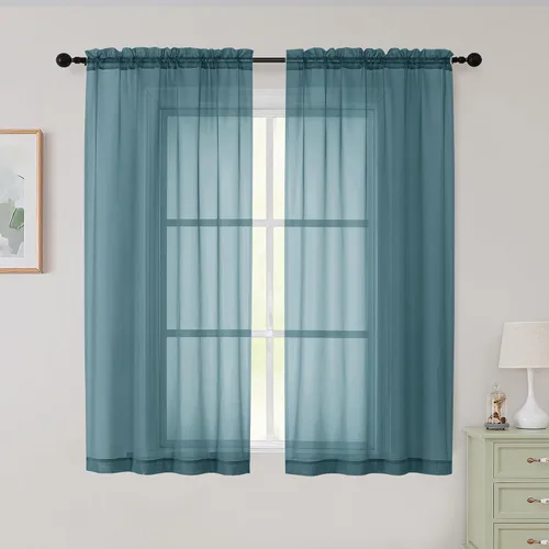 Vista 109 de 2 paneles de cortinas traslúcidas blancas para dormitorio, sala de estar, 96 pulgadas de largo, modernas, suaves, ligeras, con bolsillo para barra