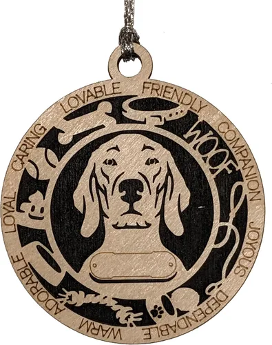 Vista 176 de Adorno de Navidad personalizado para perro Cavalier King Charles Spaniel, redondo de 3 pulgadas, madera cortada con láser de 2 capas, nombre y texto
