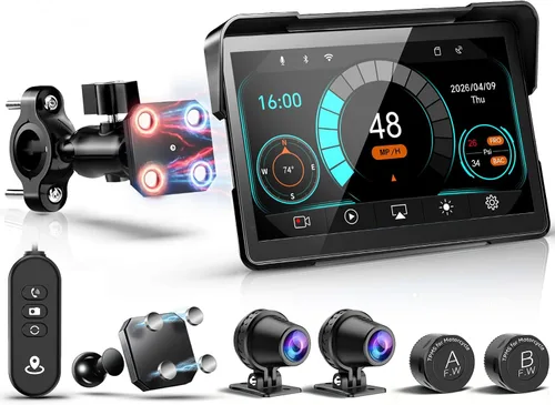 Vista 11 de LBW 2026 - Motocicleta CarPlay inalámbrica con GPS de 6 pulgadas (incluye 128G SD) con navegación automática Android, doble cámara de tablero 2K