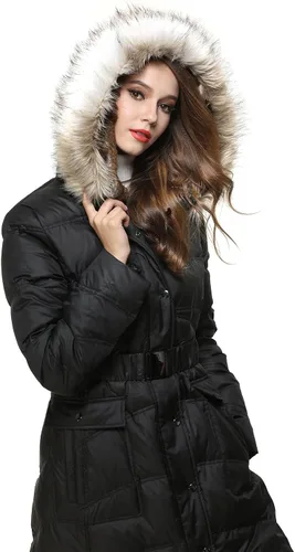 Vista 9 de Bldo Chaqueta larga con capucha y piel, engrosada, para mujer