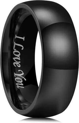 Vista 16 de King Will Alianza de boda de acero inoxidable 316L para hombres y mujeres, anillo de boda de 0.31 a 0.315 pulgadas de ancho, chapado en negro