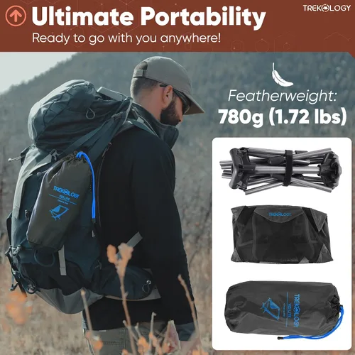 Vista 10 de TREKOLOGY Silla de playa ultraligera, silla de camping ligera para mochileros, senderismo y viajes - YIZI LITE