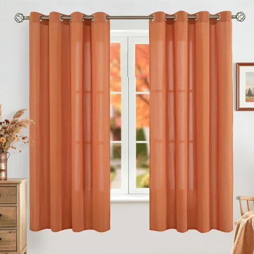 Vista 65 de BGment Cortinas cortas de lino transparente de 40 pulgadas para cafetería, con ojales, filtrado de luz, semitransparentes para ventanas pequeñas