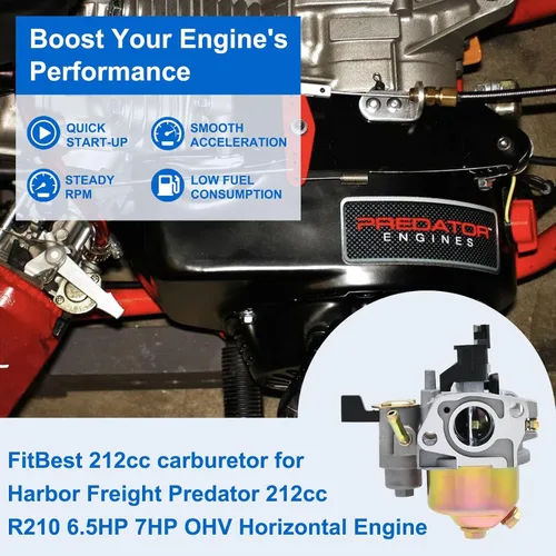 Vista 3 de FitBest, carburador con juntas para Harbor Freight Predator 6,5 HP 212 CC, motor Go Kart OHV