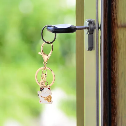Vista 8 de Didiseaon 2 llaveros japoneses de gato para el hogar, accesorios para el hogar, llavero de gato de la fortuna, llavero de gato de la fortuna, adorno