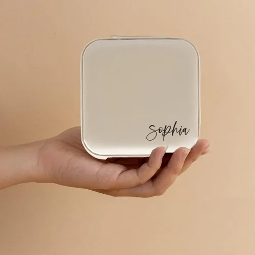 Vista 7 de Andaz Press Joyero personalizado para mujeres, estuche de viaje portátil pequeño de 4 x 4 pulgadas, organizador de almacenamiento para accesorios