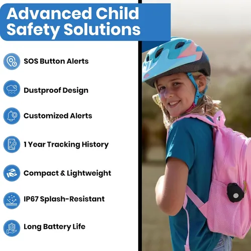 Vista 3 de Rastreador GPS para niños con seguimiento de ubicación en tiempo real, botón SOS y llamadas bidireccionales, dispositivo de seguimiento para niños