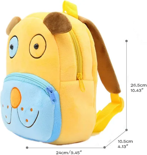 Vista 2 de Ladyzone Mochila para niños pequeños con diseño de animales del zoológico, bonita bolsa de felpa de dibujos animados de 10 pulgadas para niños
