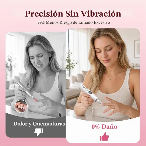 Vista 6 de PELCAS - Lima eléctrica de uñas, taladro de uñas inalámbrico de 10 velocidades con luz LED Blanco