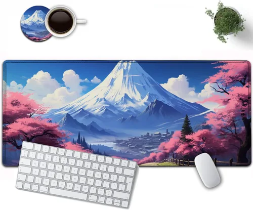 Vista 19 de Alfombrilla de mouse grande de 31.5 x 11.8 pulgadas, extendida para juegos con bordes cosidos, protector de alfombrilla de mouse XXL, base de goma