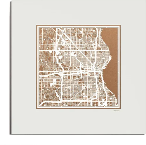 Vista 64 de O3 Design Studio San Diego, CA Paper Cut Map Matted Grey 20x20 in Paper Art