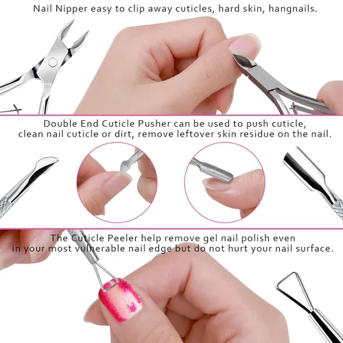 Vista 5 de FANDAMEI Limas de uñas y amortiguadores, herramientas de manicura kit de cuidado de uñas con lima de uñas, bloque de pulidor de uñas, cuidado