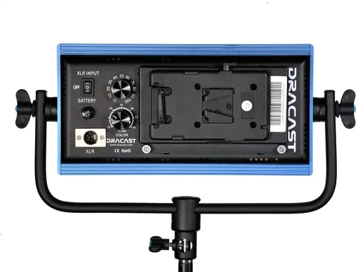 Vista 3 de Dracast Pro Series LED500 - Luz de video LED bicolor de 3200K - 5600K Regulable 0% - 100% CRI y TLCI 96+ Placa de batería de montaje en V