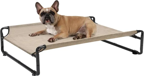 Vista 9 de Veehoo Camas elevadas para perros grandes, cuna lavable con reposacabezas laterales, cama elevada para perros al aire libre con patas
