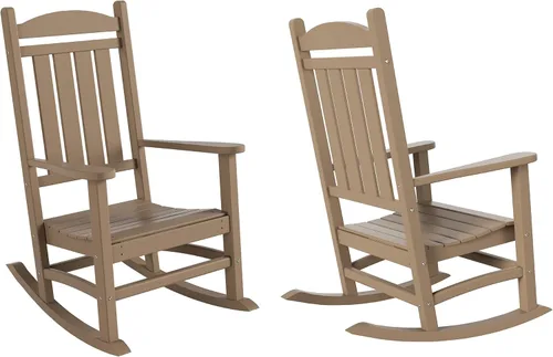 Vista 28 de HDPE Laguna Silla mecedora Adirondack de polietileno para exteriores (juego de 2), color negro