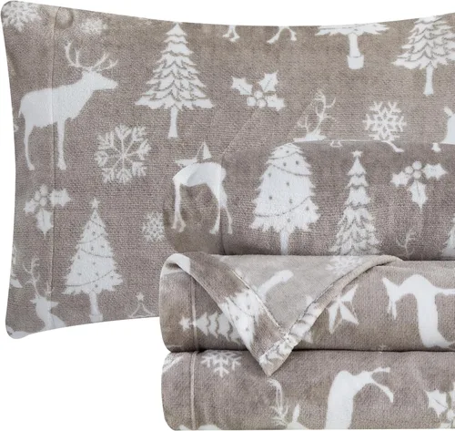 Vista 24 de Elegant Comfort - Juego de sábanas de franela de terciopelo de lujosamente suave de 4 piezas para las fiestas - Calidad premium - Juego de sábanas