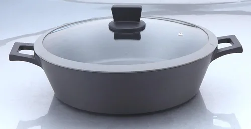 Vista 3 de 4802-36 Uniware® Best Germany - Olla baja de aluminio fundido antiadherente de 3 capas, con tapa de vidrio, cumple con el estándar de la FDA