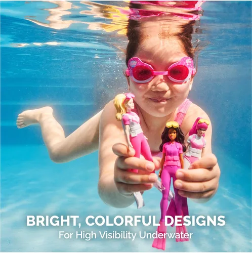 Vista 4 de SwimWays Barbie Personajes de Buceo Paquete de 3, Accesorios de Piscina y Juguetes de Piscina para Niños, Suministros para Fiestas en la Piscina