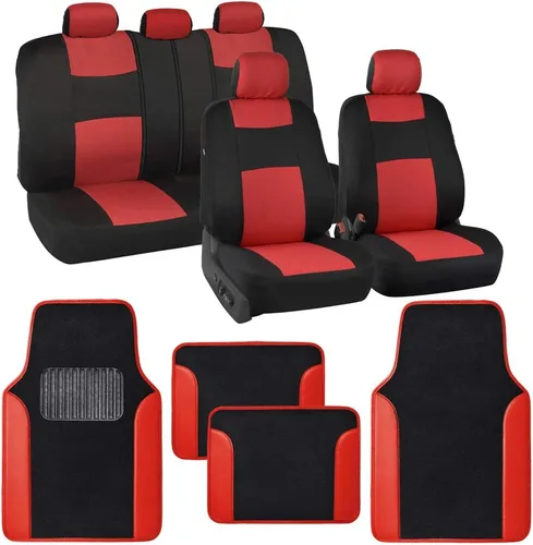Vista 17 de BDK PolyPro - Juego completo de fundas para asientos de coche en negro con alfombras de piso a juego - Fundas para asientos de automóviles Todo negro