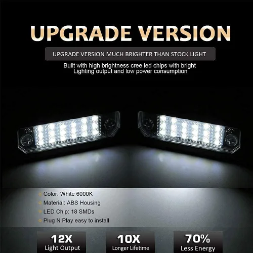 Vista 2 de D-Lumina Conjunto de lámpara LED para placa de matrícula compatible con Ford Flex Taurus Mercury Sable, incluye luces de charco de espejo lateral