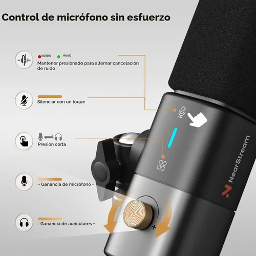 Vista 6 de NearStream AM25X Gen2 XLR/USB Micrófono de condensador con soporte