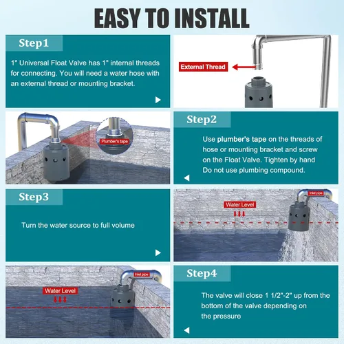 Vista 5 de Válvula de flotador para tanque de agua diseñada para control de nivel de agua, llenado automático y cierre automático, válvula de flotador