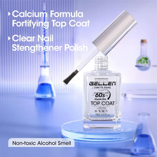Vista 5 de GELLEN Esmalte de uñas transparente de secado rápido en 60 segundos, capa superior de alto brillo, secado rápido al aire, esmalte de uñas regular