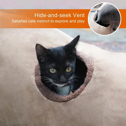 Vista 6 de Petest Túnel plegable para gatos, tubo de juego para mascotas, túnel arrugado con juguetes para gatos, longitud 35 pulgadas de diámetro 9.7 pulgadas