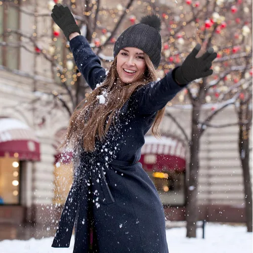 Vista 4 de 5 Pieces Women Winter Ski Outing Set, Knit Hat Scarf Gloves Earmuffs Stockings