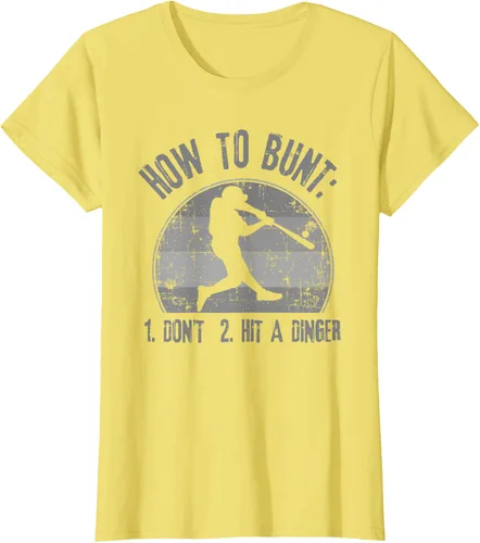 Vista 42 de Cómo Bunt Don't Hit A Dinger - Camiseta divertida de béisbol y sóftbol, Negro, S