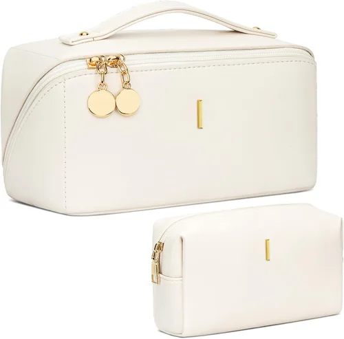Vista 29 de Regalos de cumpleaños para mujeres y adolescentes, juego de bolsas organizadoras de maquillaje con iniciales personalizadas, bolsa de cosméticos
