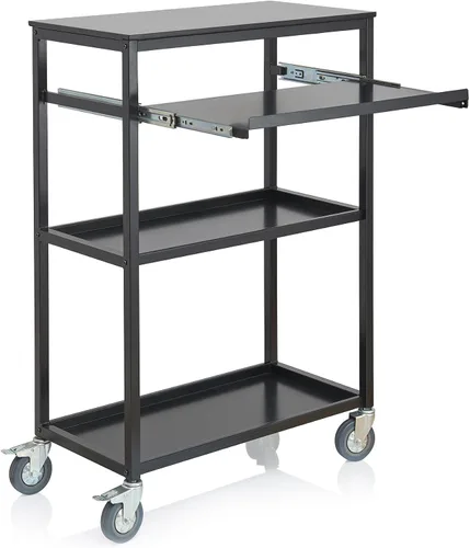 Vista 2 de Guidecraft Carrito de computadora portátil con ruedas para trabajos pesados A/V: Carrito de almacenamiento multiusos, muebles de oficina