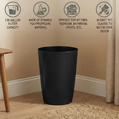 Vista 4 de Mini cesta de basura – Cubo de basura de plástico pequeño y duradero – Parte superior abierta sin tapa, perfil delgado para espacios compactos