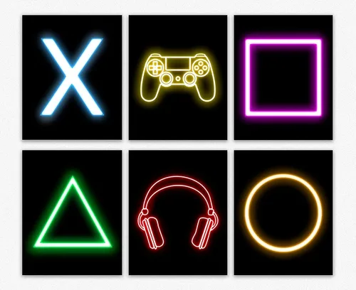 Vista 10 de Póster de 6 videojuegos – Póster impreso de neón para juegos, citas de jugadores, arte y decoración de neón para dormitorio, palabras inspiradoras