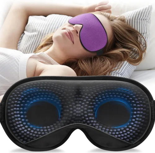Vista 10 de YFONG Máscara de Sueño con Peso, Mujeres Hombres Máscara para Dormir 3D Bloqueadora de Luz (4.2oz/120g), Máscara para los Ojos de Alivio de Presión