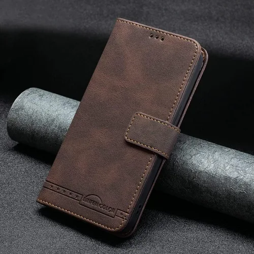 Vista 3 de jioeuinly Funda compatible con Celular Kalley Element 5+Plus Funda de teléfono Flip Stand Cover PU Cuero BF09 Funda tipo cartera marrón