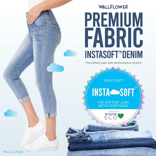 Vista 6 de WallFlower Pantalones cortos para mujer de tiro alto, Insta Soft Juniors (estándar y Plus)