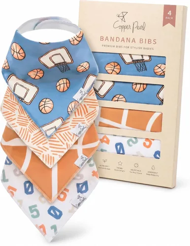 Vista 14 de Copper Pearl Baberos para bebé, paquete de 4, baberos estampados tipo bandana para bebé niña y niño, baberos de algodón suave para la dentición