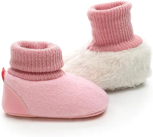 Vista 7 de myppgg Botines de forro polar para bebé y niña, para recién nacidos, acogedores, calcetines cálidos de invierno, antideslizantes, suela suave