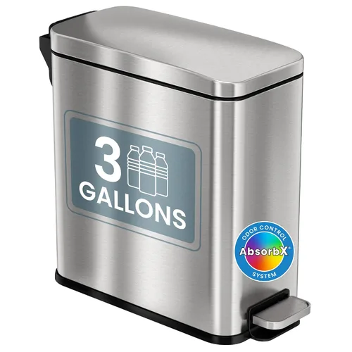 Vista 10 de iTouchless AutoStep - Cubo de basura con sensor de pasos con sistema de filtro de olor, 13 galones, cubo de basura de cocina, acero inoxidable