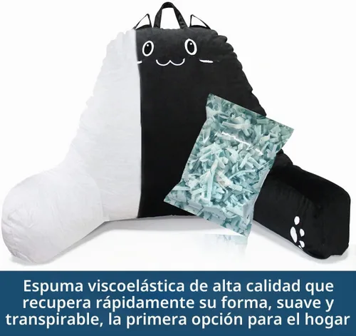 Vista 8 de SUNSIDE Almohada de lectura para gatos, espalda desmontable con brazos para Negro
